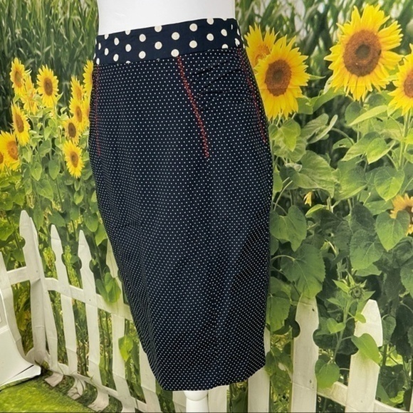 BARASCHI Navy Polka Dot Pencil Skirt 4 - Picture 9 of 16